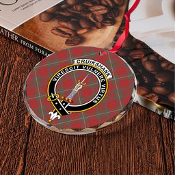 ScotsTee Shop Cruikshank Weathered Clan Crest Tartan Glass Ornament