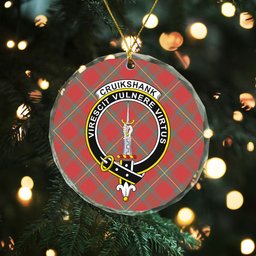 ScotsTee Shop Cruikshank Weathered Clan Crest Tartan Glass Ornament