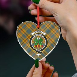 ScotsTee Shop Carlisle (Carlill) Weathered Clan Crest Tartan Glass Ornament