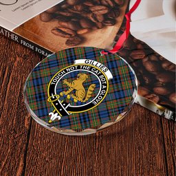 ScotsTee Shop Gillies Modern Clan Crest Tartan Glass Ornament