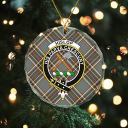 ScotsTee Shop Hislop #2 Weathered Clan Crest Tartan Glass Ornament