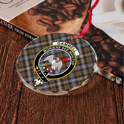ScotsTee Shop Gammell Weathered Clan Crest Tartan Glass Ornament