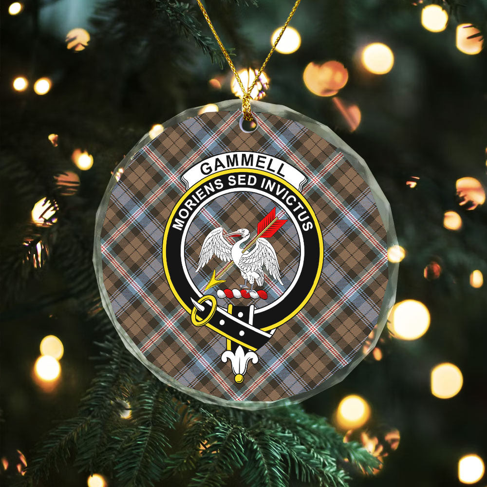 ScotsTee Shop Gammell Weathered Clan Crest Tartan Glass Ornament
