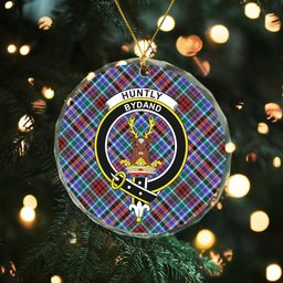 ScotsTee Shop Huntly Modern Clan Crest Tartan Glass Ornament