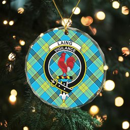 ScotsTee Shop Laing (Lang) Modern Clan Crest Tartan Glass Ornament