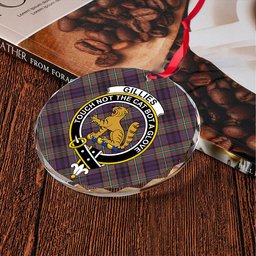 ScotsTee Shop Gillies Weathered Clan Crest Tartan Glass Ornament