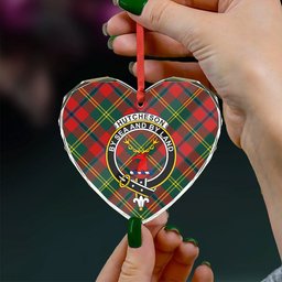 ScotsTee Shop Hutcheson Modern Clan Crest Tartan Glass Ornament