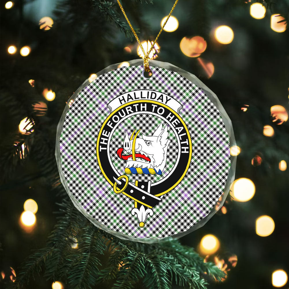 ScotsTee Shop Halliday (Holliday) Ancient Clan Crest Tartan Glass Ornament