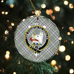 ScotsTee Shop Halliday (Holliday) Ancient Clan Crest Tartan Glass Ornament