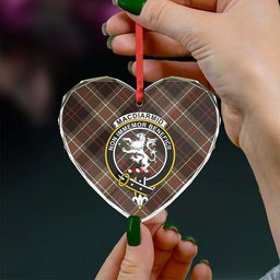 ScotsTee Shop MacDiarmid Weathered Clan Crest Tartan Glass Ornament