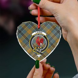 ScotsTee Shop Laing (Lang) Weathered Clan Crest Tartan Glass Ornament