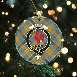 ScotsTee Shop Laing (Lang) Weathered Clan Crest Tartan Glass Ornament