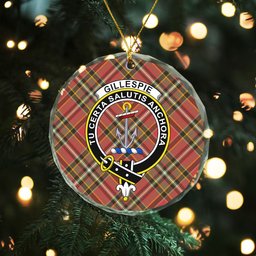 ScotsTee Shop Gillespie Weathered Clan Crest Tartan Glass Ornament