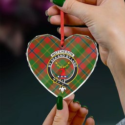ScotsTee Shop Hutcheson Ancient Clan Crest Tartan Glass Ornament