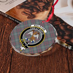 ScotsTee Shop Ralston US Weathered Clan Crest Tartan Glass Ornament