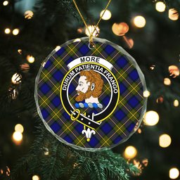 ScotsTee Shop More (Muir) Clan Crest Tartan Glass Ornament