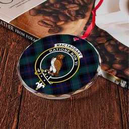 ScotsTee Shop MacTaggart Modern Clan Crest Tartan Glass Ornament