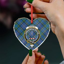 ScotsTee Shop Rankin Ancient Clan Crest Tartan Glass Ornament