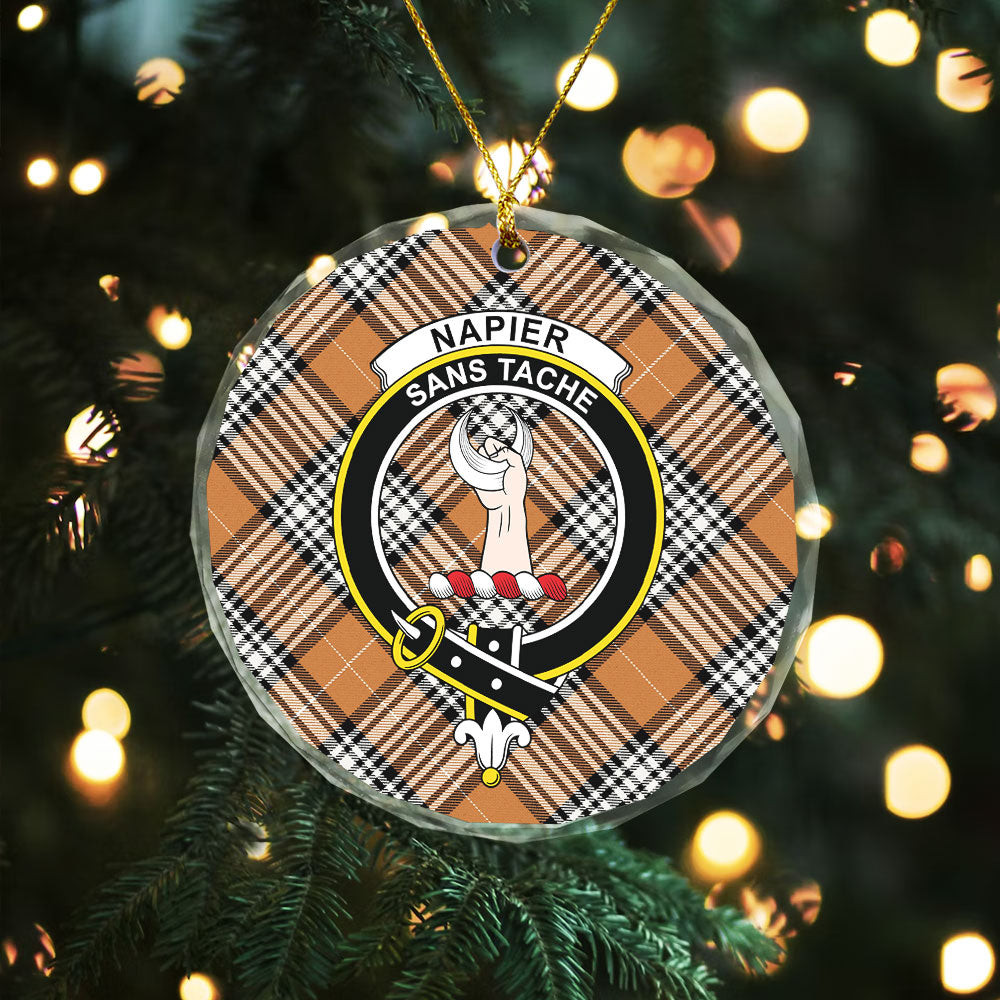 ScotsTee Shop Napier Rose Modern Clan Crest Tartan Glass Ornament