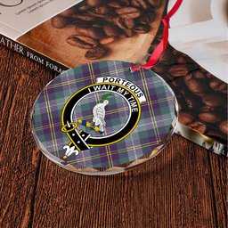 ScotsTee Shop Porteous Weathered Clan Crest Tartan Glass Ornament