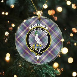 ScotsTee Shop Porteous Weathered Clan Crest Tartan Glass Ornament