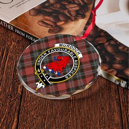 ScotsTee Shop Murdoch Weathered Clan Crest Tartan Glass Ornament