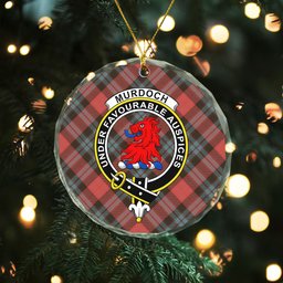 ScotsTee Shop Murdoch Weathered Clan Crest Tartan Glass Ornament