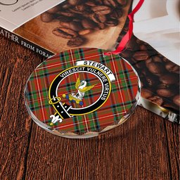 ScotsTee Shop Stewart Royal (Royal Stewart) Ancient Clan Crest Tartan Glass Ornament