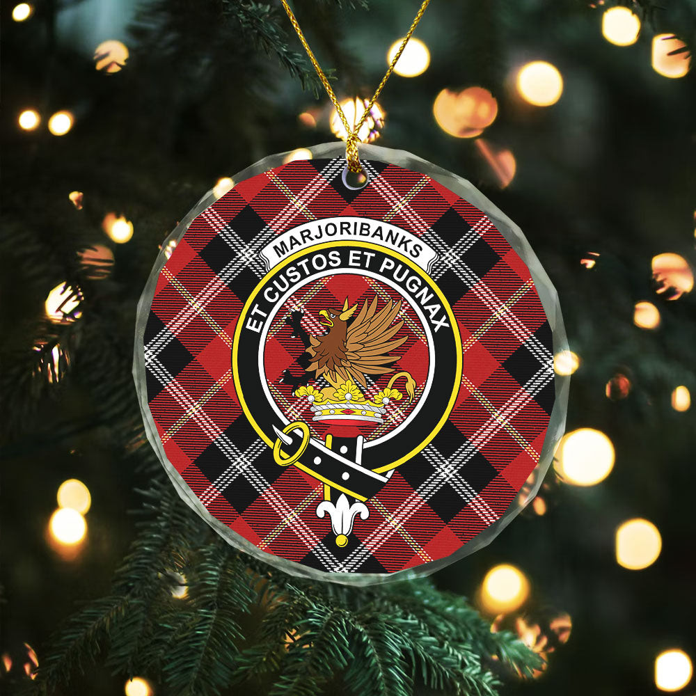 ScotsTee Shop Marjoribanks Modern Clan Crest Tartan Glass Ornament