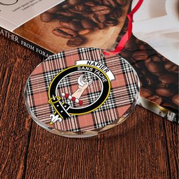 ScotsTee Shop Napier Rose Ancient Clan Crest Tartan Glass Ornament