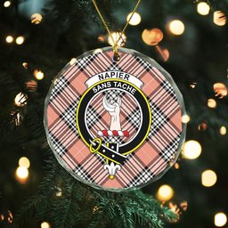 ScotsTee Shop Napier Rose Ancient Clan Crest Tartan Glass Ornament