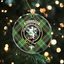 ScotsTee Shop MacDiarmid Ancient Clan Crest Tartan Glass Ornament