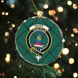 ScotsTee Shop Marr Modern Clan Crest Tartan Glass Ornament