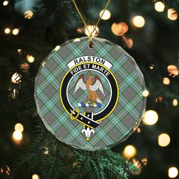 ScotsTee Shop Ralston US Modern Clan Crest Tartan Glass Ornament
