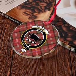 ScotsTee Shop Nisbet (Nisbit) Weathered Clan Crest Tartan Glass Ornament