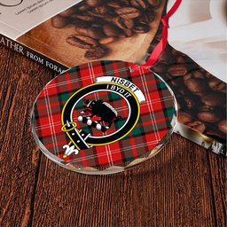 ScotsTee Shop Nisbet (Nisbit) Modern Clan Crest Tartan Glass Ornament