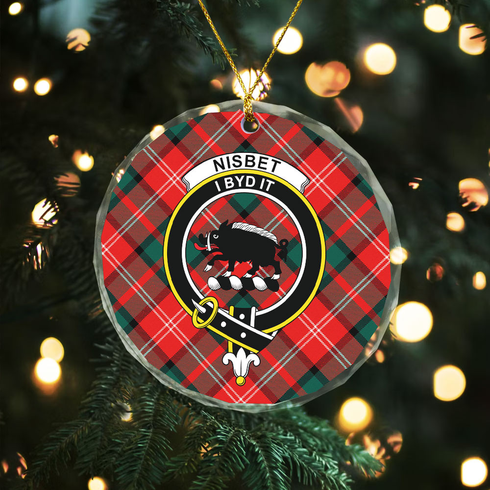 ScotsTee Shop Nisbet (Nisbit) Modern Clan Crest Tartan Glass Ornament