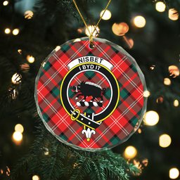ScotsTee Shop Nisbet (Nisbit) Modern Clan Crest Tartan Glass Ornament