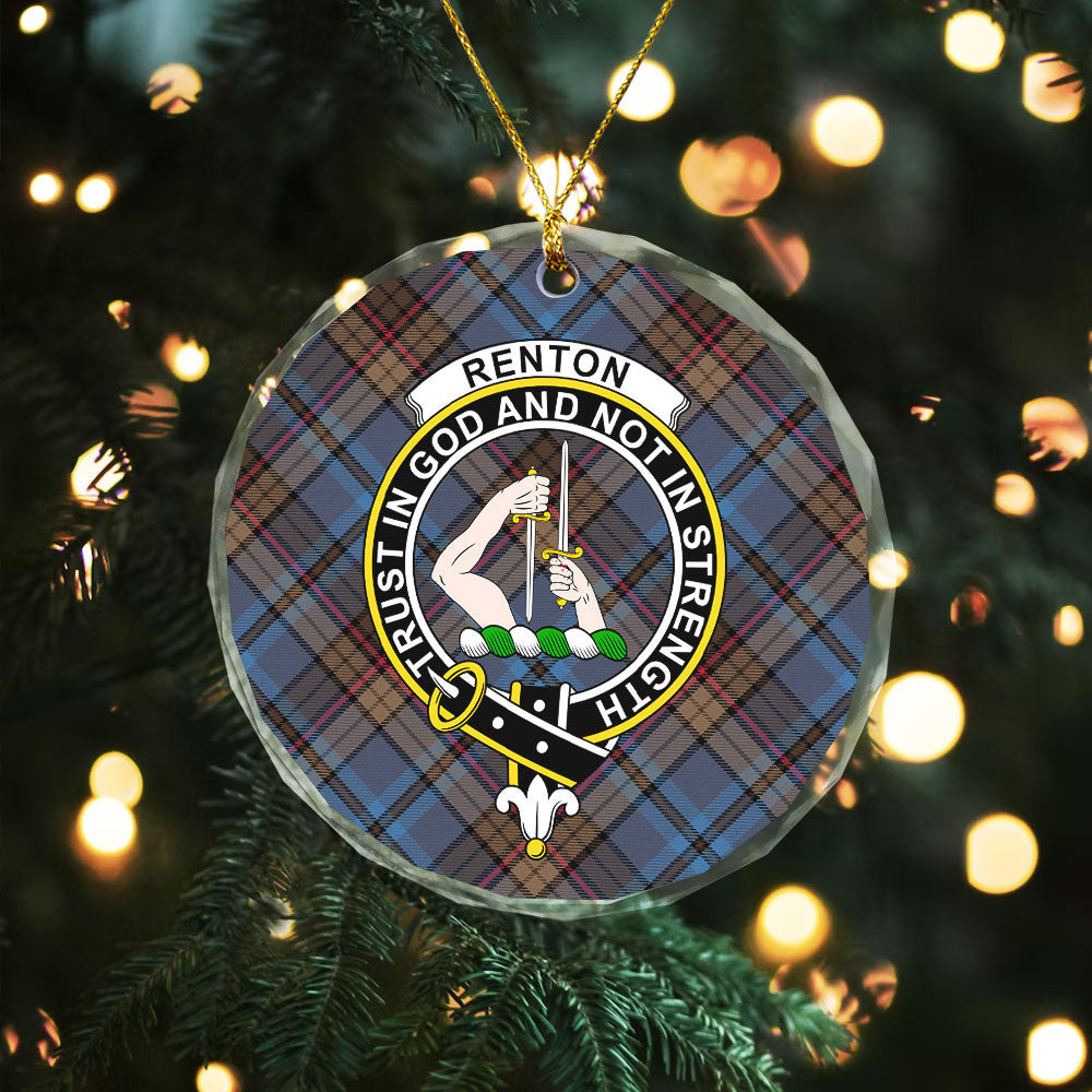 ScotsTee Shop Renton Modern Clan Crest Tartan Glass Ornament
