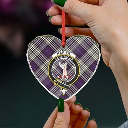 ScotsTee Shop Napier Weathered Clan Crest Tartan Glass Ornament