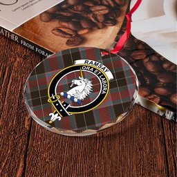 ScotsTee Shop Ramsay Green Weathered Clan Crest Tartan Glass Ornament
