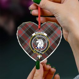 ScotsTee Shop Ramsay Green Weathered Clan Crest Tartan Glass Ornament