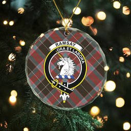 ScotsTee Shop Ramsay Green Weathered Clan Crest Tartan Glass Ornament