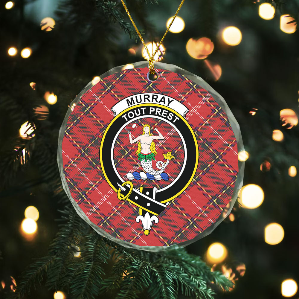 ScotsTee Shop Murray Plaid Artifact Weathered Clan Crest Tartan Glass Ornament