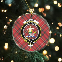 ScotsTee Shop Murray Plaid Artifact Weathered Clan Crest Tartan Glass Ornament