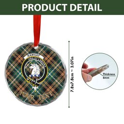 ScotsTee Shop Ramsay Orange Modern Clan Crest Tartan Glass Ornament