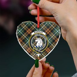 ScotsTee Shop Ramsay Orange Modern Clan Crest Tartan Glass Ornament