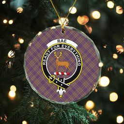 ScotsTee Shop Rae Weathered Clan Crest Tartan Glass Ornament