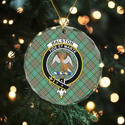 ScotsTee Shop Ralston US Ancient Clan Crest Tartan Glass Ornament