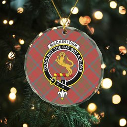 ScotsTee Shop MacKintosh Weathered Clan Crest Tartan Glass Ornament